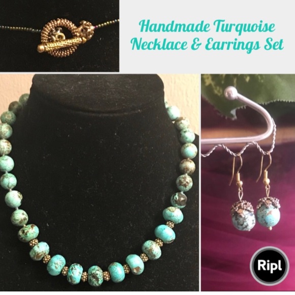 Turquoise Necklace & Earrings Set - Picture 2 of 6
